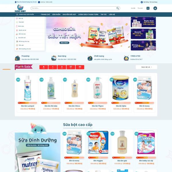 Theme WordPress shop bán shop quần áo bỉm sữa em bé