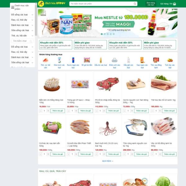 Theme WordPress bách hóa xanh