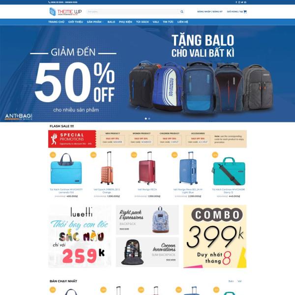 Theme WordPress bán balo túi xách