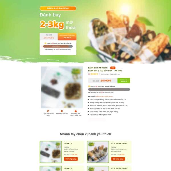 Theme WordPress lading pape bánh giảm cân