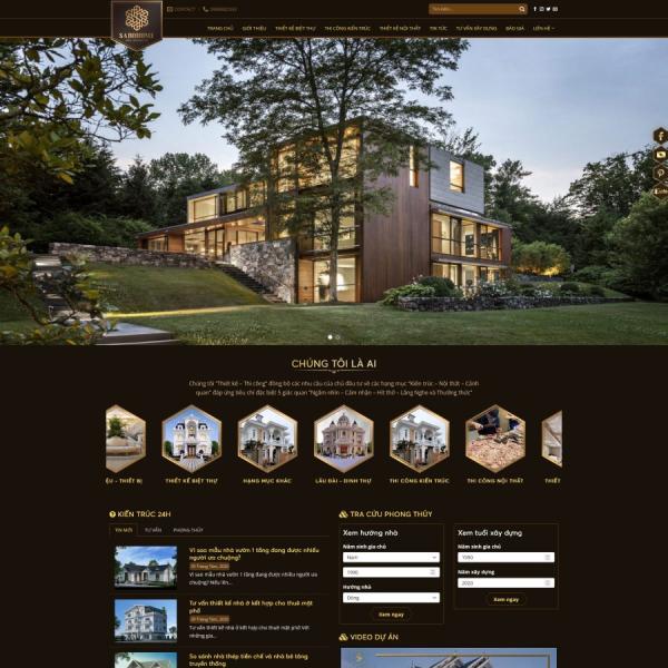 Theme WordPress kiến trúc biệt thự 2, bản mới