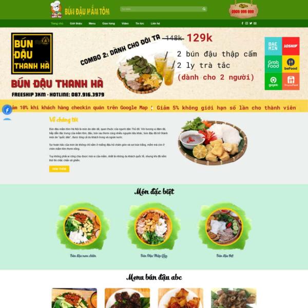 Theme WordPress quán ăn bún đậu mắm tôm
