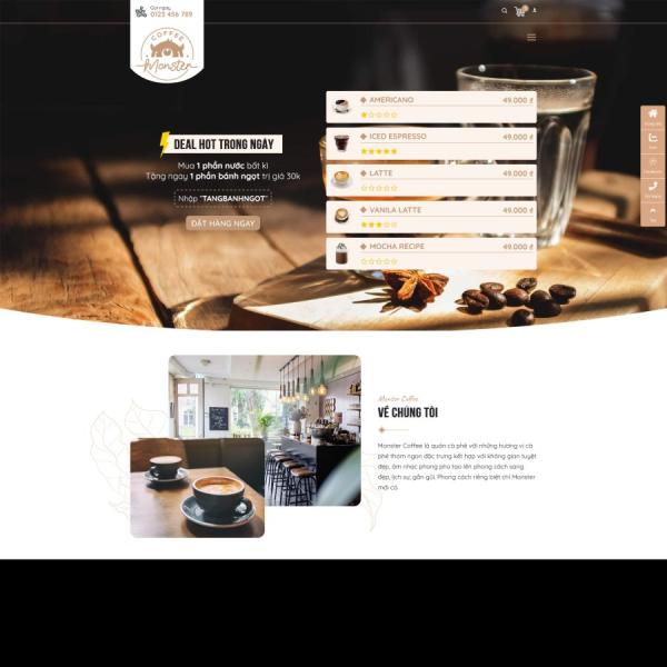 Theme WordPress quán cafe trà sữa