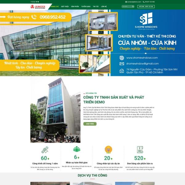 Theme WordPress cửa nhôm kính