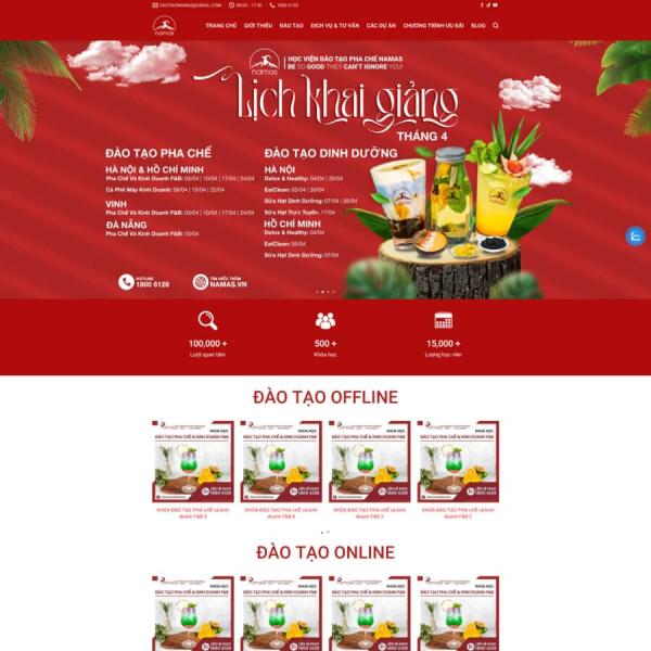 Theme WordPress khóa học đào tạo pha chế