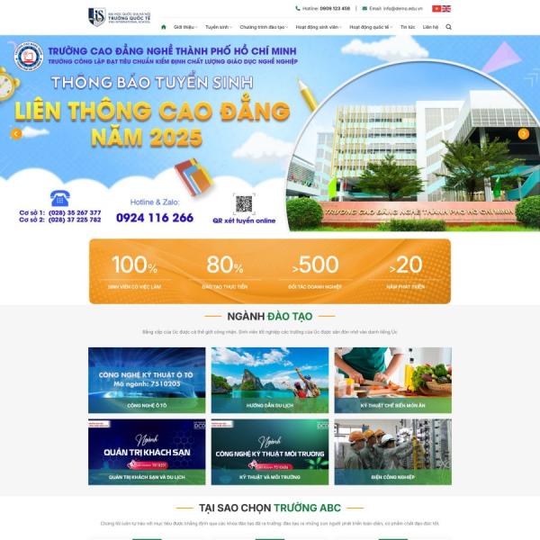 Theme WordPress trường học dạy nghề