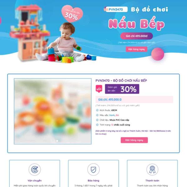 Theme WordPress lading pape đồ chơi trẻ em