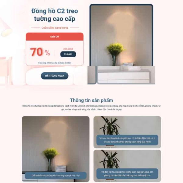 Theme WordPress lading pape bán đồng hồ treo tường