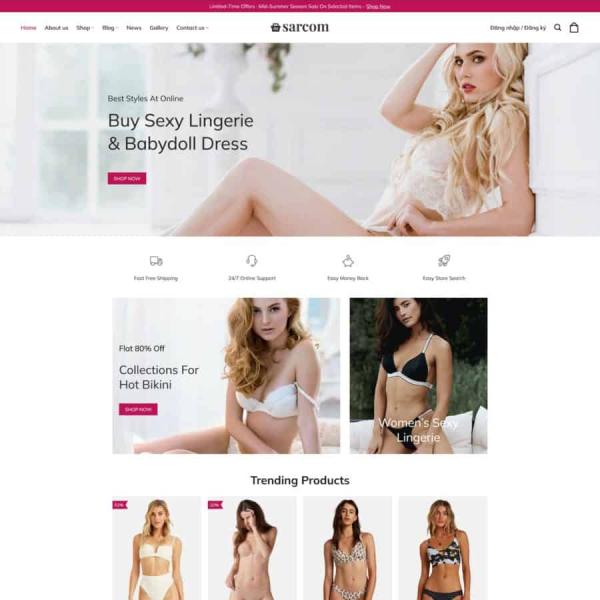 Theme WordPress shop thời trang áo lót sexy