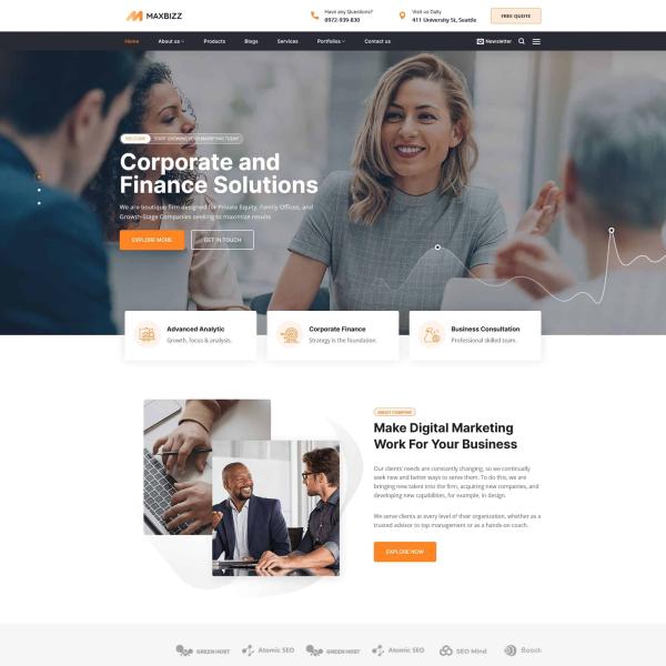 Theme WordPress giới thiệu công ty marketing