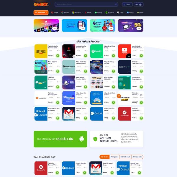 Theme WordPress bán tài khoản MMO Gamikey