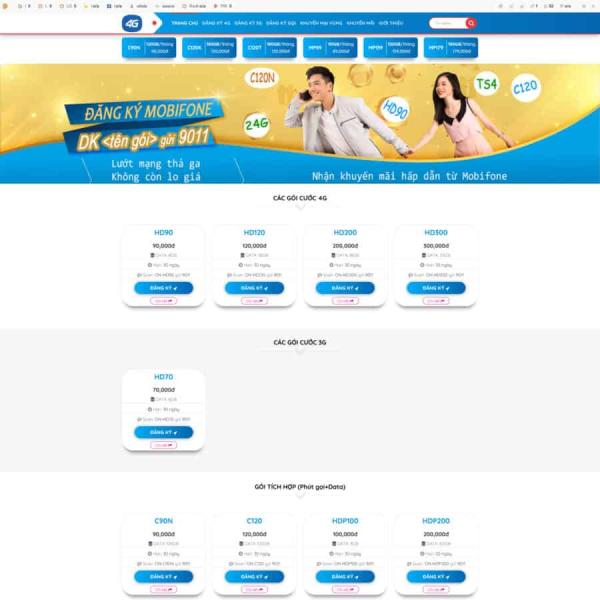 Theme WordPress bán gói cước mobile