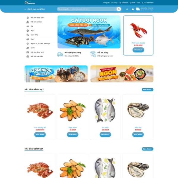 Theme WordPress bán hải sản 01 chuẩn đẹp