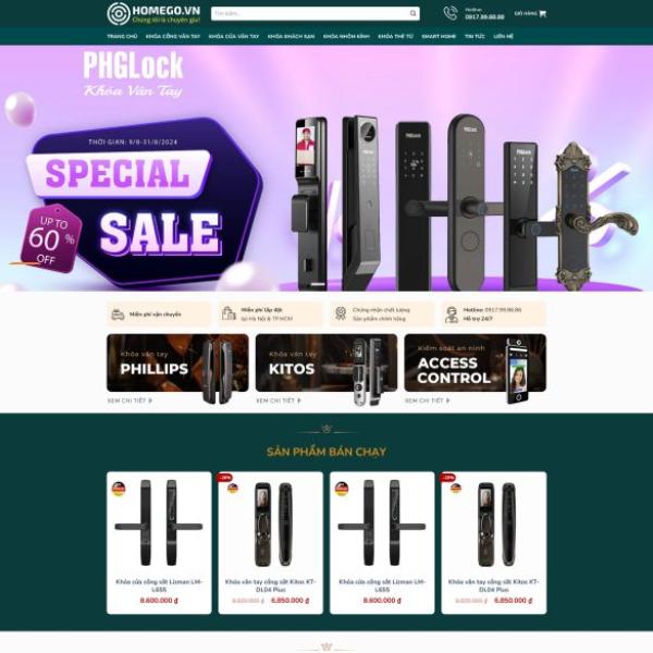 Theme WordPress bán khóa cửa vân tay