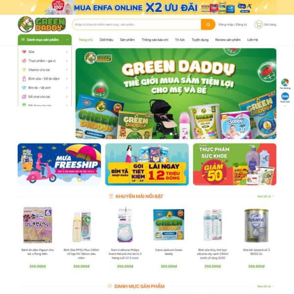 Theme WordPress mẹ và bé 3 bán sửa bỉm tả