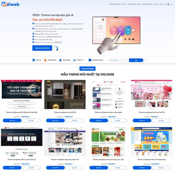 Theme WordPress shop bán theme miliweb
