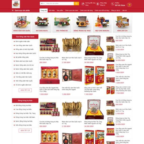 Theme WordPress bán nhân sâm