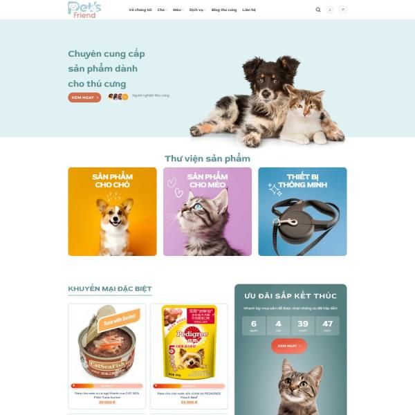 Theme WordPress dịch vụ thú cưng chó mèo
