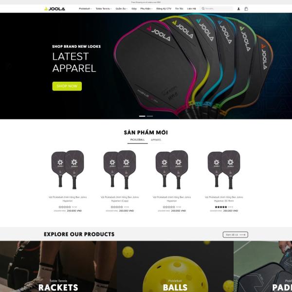 Theme WordPress bán vợt pickleball 3 giống Joola