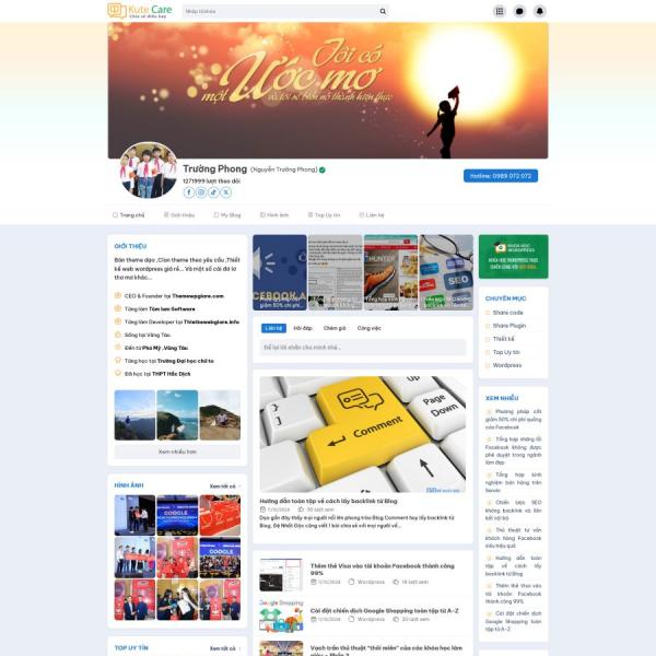 Theme WordPress blog cá nhân chuẩn đẹp