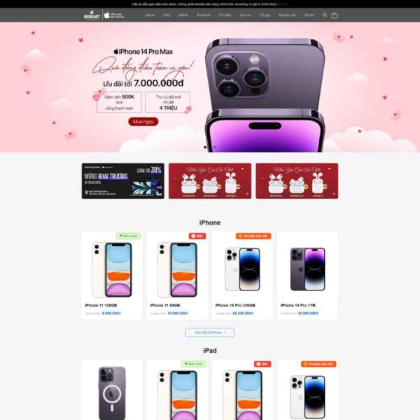 Theme WordPress shop bán điện thoại đẹp giống shopdunk