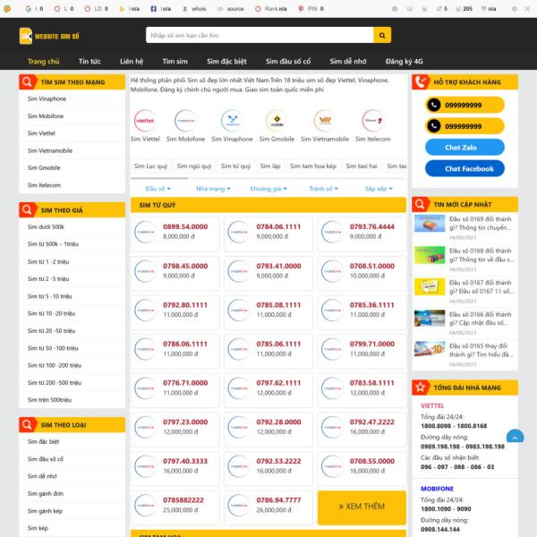 Theme WordPress bán sim
