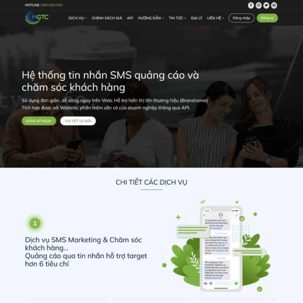 Theme WordPress dịch vụ sms