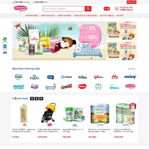 Theme WordPress tạp hóa sữa em bé