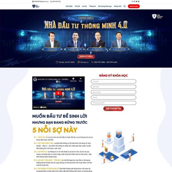 Landing page bán khóa học đầu tư doanh nhân