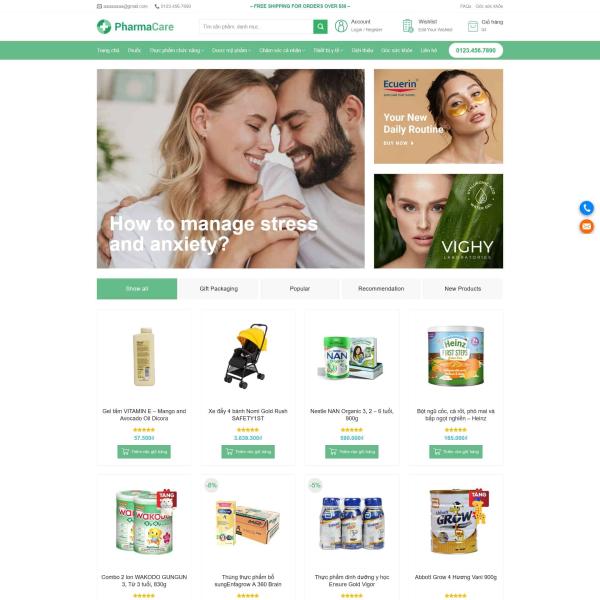 Theme WordPress nhà thuốc giao diện đẹp, chuẩn SEO