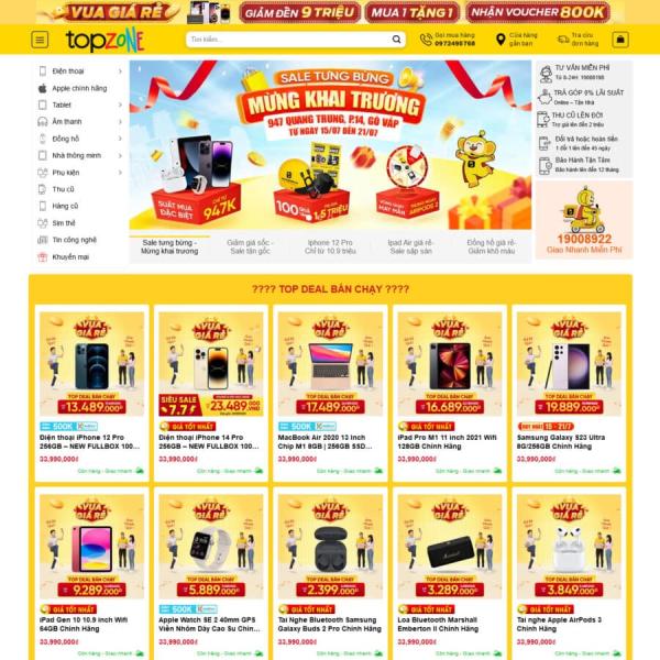 Theme WordPress điện thoại 7 giống topzone fix 1/2024