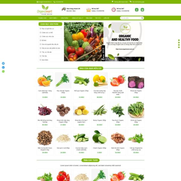 Theme WordPress thực phẩm 26, trái cây sạch