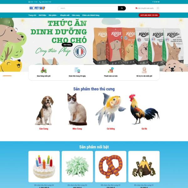 Theme WordPress thực phẩm thú cưng