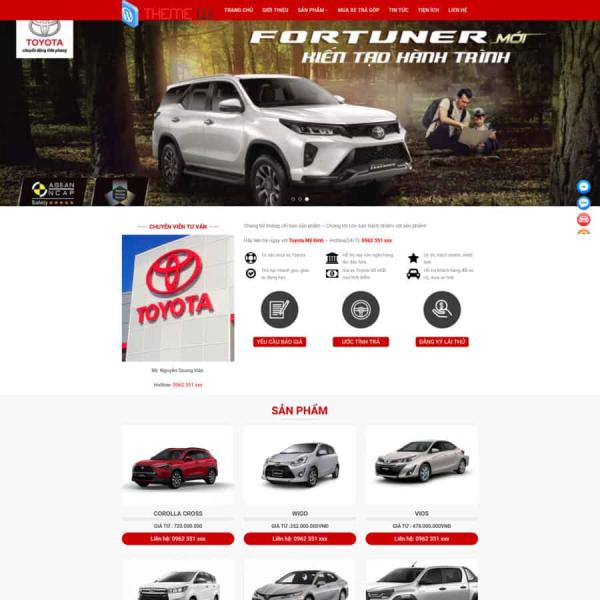 Theme WordPress ô tô Toyota