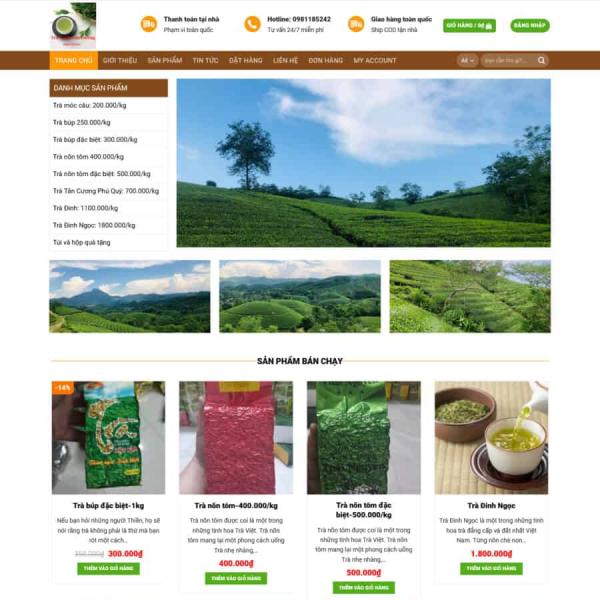 Theme WordPress bán trà xanh 3