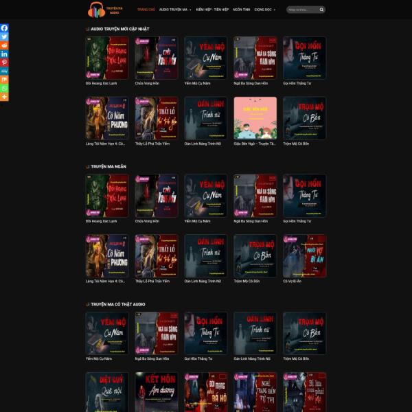 Theme WordPress web truyện ma audio