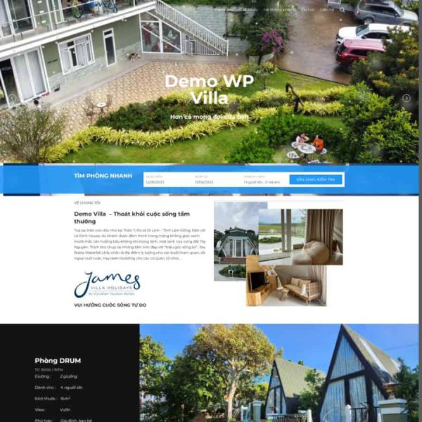 Theme WordPress giới thiệu villa khách sạn 01