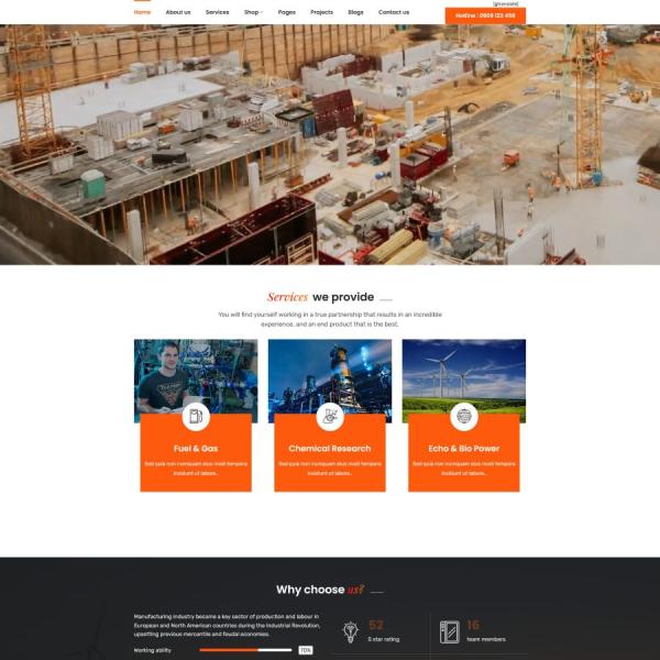 Theme WordPress giới thiệu công ty xây dựng