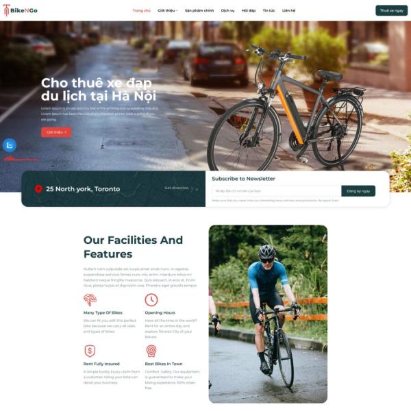 Theme WordPress dịch vụ cho thuê xe đạp